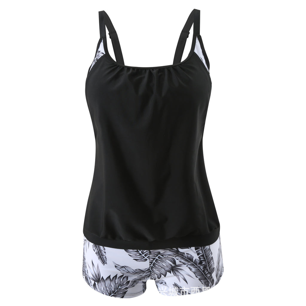 Quick-dry Shorts And Tank Top Modest Two-piece Bikini Womens Swimsuit