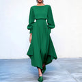 Solid-color Minimalist Lace-up French-style Light-luxury Midi Dress
